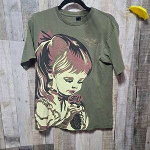 Obey Vintage Y2K Gren Aikos Girl Rose and Grenade Tee Medium Streetwear Skater